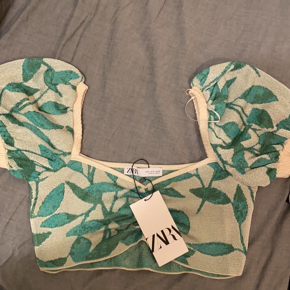 NWT leaf Zara cropped knit top - Picture 16 of 16